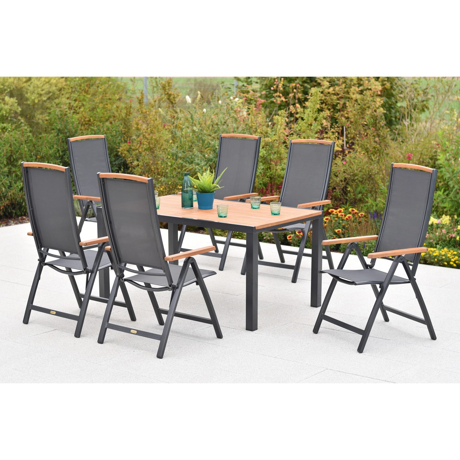 Merxx Siena Set 7-tlg. 6 Klappsessel Gartentisch 150 x 90 cm Merxx Siena Set 7-tlg. 6 Klappsessel Gartentisch 150 x 90 cm von Merxx