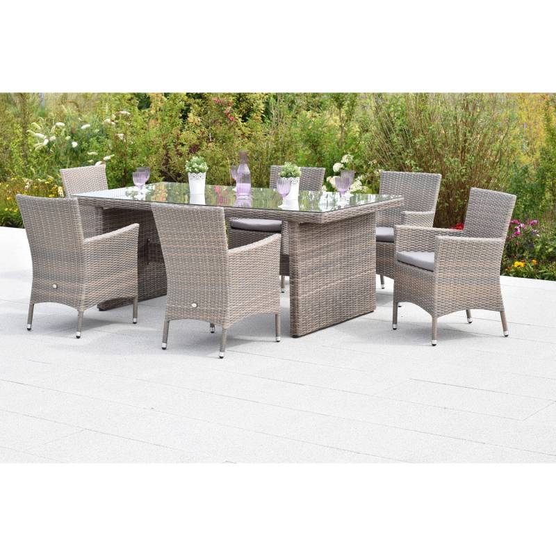 Merxx Teneriffa Set 13-tlg. 6 Sessel 6 Sitzkissen Gartentisch 200 x 100 cm von Merxx