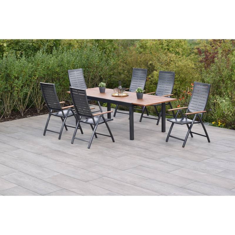 Merxx Tinos Set 7-tlg. 6 Klappsessel Gartentisch Ausziehbar von Merxx