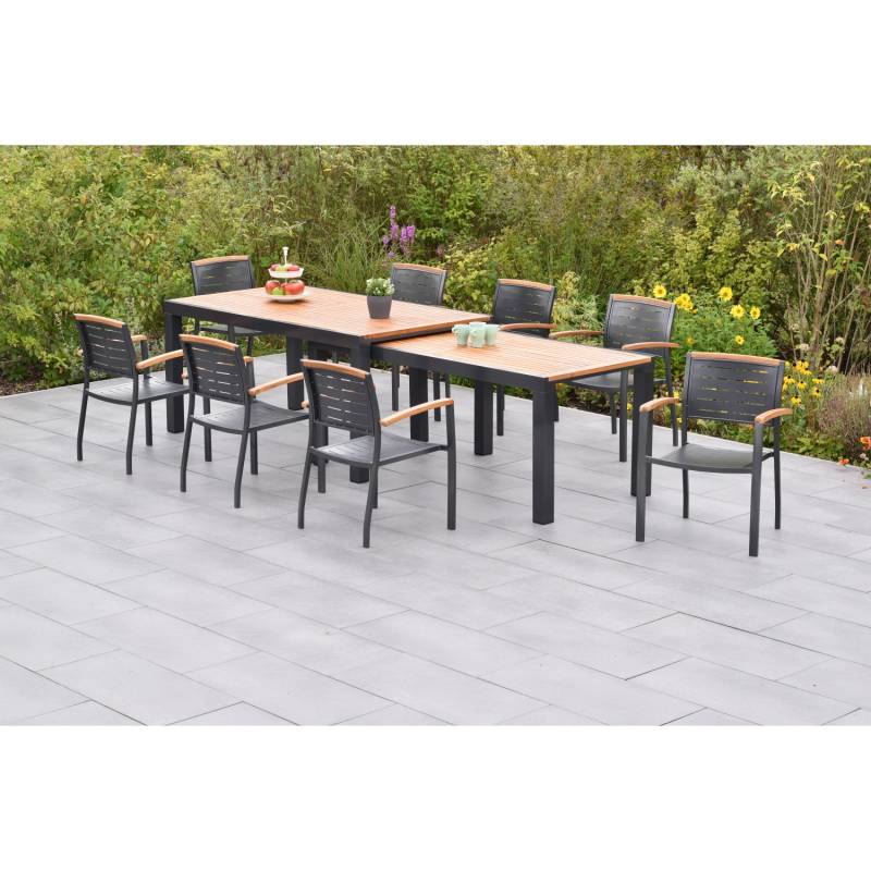 Merxx Tinos Set 9-tlg. mit Flex-Gartentisch Ausziehbar 180/360 x 100 cm von Merxx