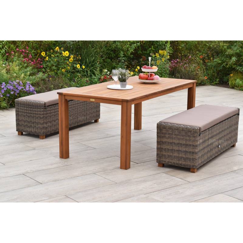 Merxx Toskana Set 5-tlg. 2 Bänke inkl. Auflage Gartentisch 185 x 90 cm von Merxx