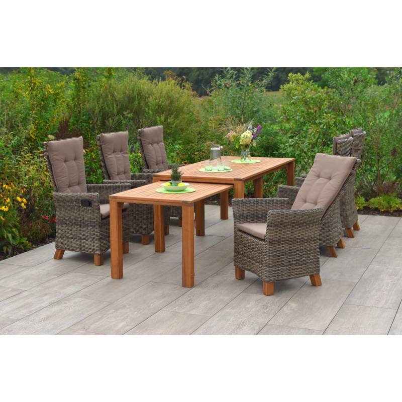 Merxx Toskana Set 7-tlg. 6 Sessel Flex-Gartentisch Ausziehbar von Merxx