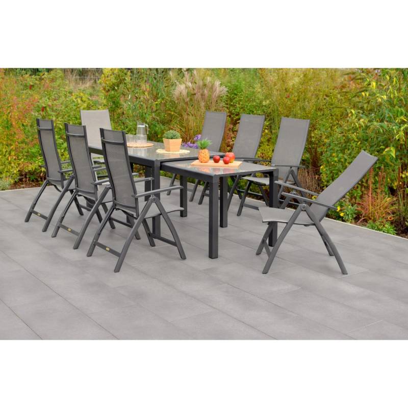 Merxx Trivero Set 11-tlg 10 Klappsessel Auszieh-Gartentisch 160 (320)x 78 (75)cm von Merxx