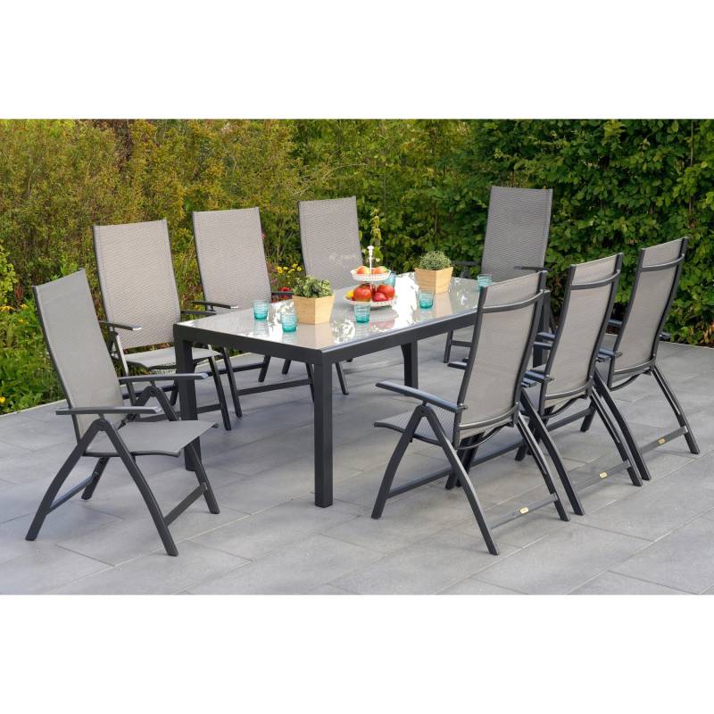 Merxx Vicenza Set 9-tlg. 8 Klappsessel Gartentisch 190 x 100 cm von Merxx