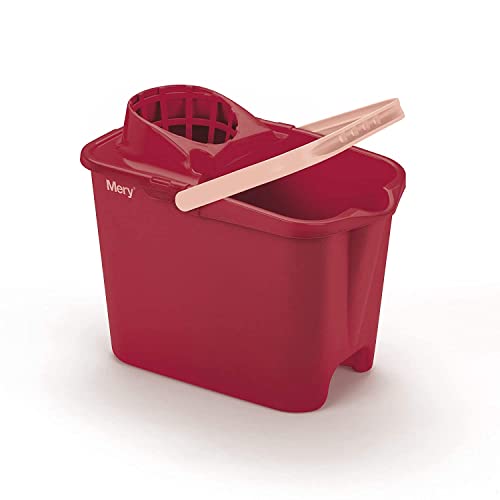 Mery | Putzkübel mit Auswringer | 14L | Polypropylen | Korallenfarbe | Robuste Wand | Ergonomischer Griff | 31x25,5x39 cm von Mery