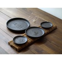 Neu Keramikschalen Fantasy in Black 4 Tlg/Snackschalen Dekoschalen Schmuckschalen Schwarz von MeschedeArtCeramics