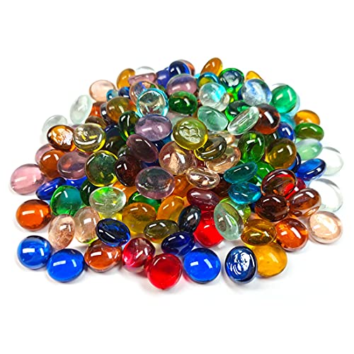 50 Stück Mini Glas Edelsteine, Mischfarbe Mancala Steine ​​Flacher Boden Marmor Perlen für Zuhause dekorative Kunst Handwerk Vase Füllstoff (1.3CM~ 1.8CM) von Meschett