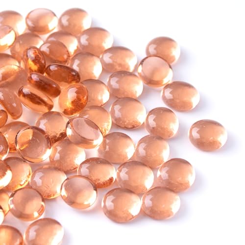 Meschett 50 Stück Mini-Glas-Edelsteine, rosa Mancala-Steine Marmorperlen mit flachem Boden für dekorative Kunsthandwerk zu Hause Vasenfüller (1,3 cm ~ 1.8CM) von Meschett
