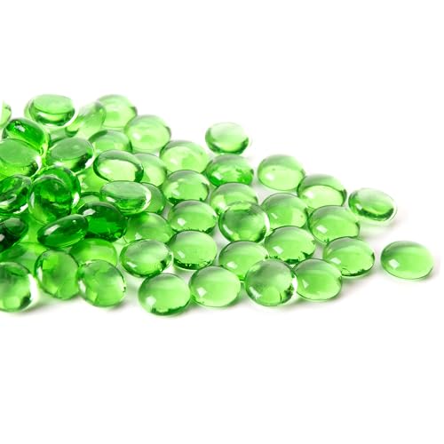 Meschett 50pcs Mini-Glas-Edelsteine, grüne Mancala-Steine Flache Boden-Marmorperlen für zu Hause dekoratives Kunsthandwerk Vasenfüller (1,3 cm ~ 1.8CM) von Meschett