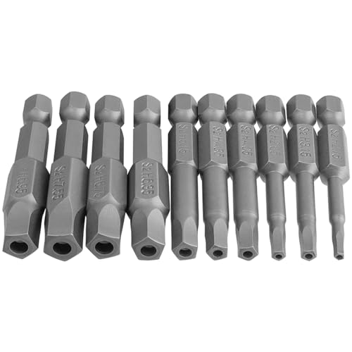 Mesee 10 Stück 5-Punkt-Schraubendreherbit, Magnetischer 5 Punkt Torx Sicherheitskopf, 1/4" Hex Shank H2.15-H7.55 Star Head Screw Driver Bit Set, Schraubendreher Bits Set Screwdriver Kit Tools - 50mm von Mesee