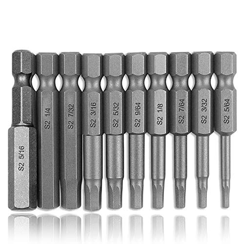 Mesee 10 Stück Hex Schraubendreher Bits Set, 1/4 zoll Magnetischen Hexagon Head Schraubendreher Bit Set Elektrische Schraubendrehersatz S2 Stahl /50mm von Mesee