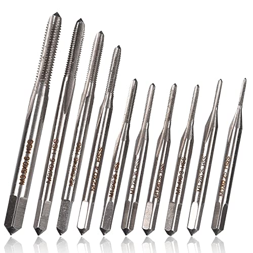 Mesee 10 Stück Mini Handgewindebohrerset, Gewinde Gewindebohrer, M1 -M3.5 Maschine Gewindebohrer Screw Tap Set, Spiralgewindebohrer, Micro Taps Mini Bohrgewindebohrer für Holz, Kunststoff, Metall von Mesee