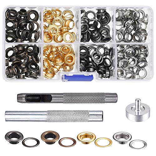 Mesee 200 Stück Grommet Werkzeug Kit, Grommet Ösen Scheiben, Tülle Metallösen Unterlegscheiben Kit, Ösen 6mm Ösenwerkzeug Tülle Ösen Scheiben Grommet Ösen Locheisen mit DIY Basteln von Mesee