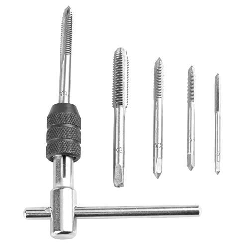 Mesee 5 Stück Hand Gewindeschneider Set, T Griff Windeisen Ratsche, Gewindebohrer Set, Ratschengewinde-Halter, M3 M4 M5 M6 M8 Einstellbare Gewindebohrer T-förmigen Schraubenschlüssel Kit von Mesee