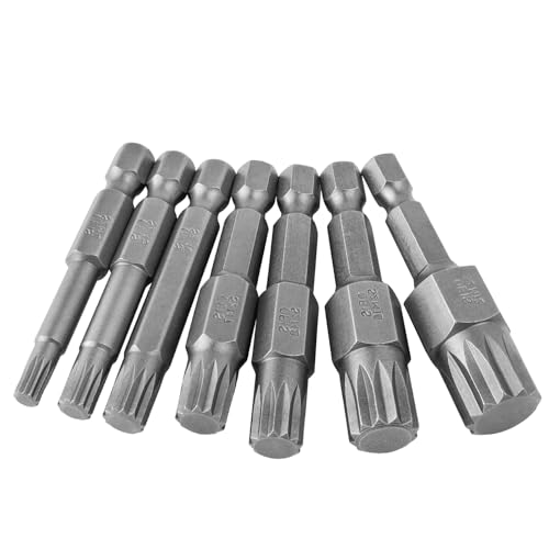 Mesee 7 Stück Innen Vielzahn Torx Bit Set, Torx Schraubendreher Set, 1/4" Sechskantschaft Innensechskant Bits Elektrische Bits Satz Werkzeuge für mechanische Garagereparaturen M4 M5 M6 M7 M8 M10 M12, von Mesee