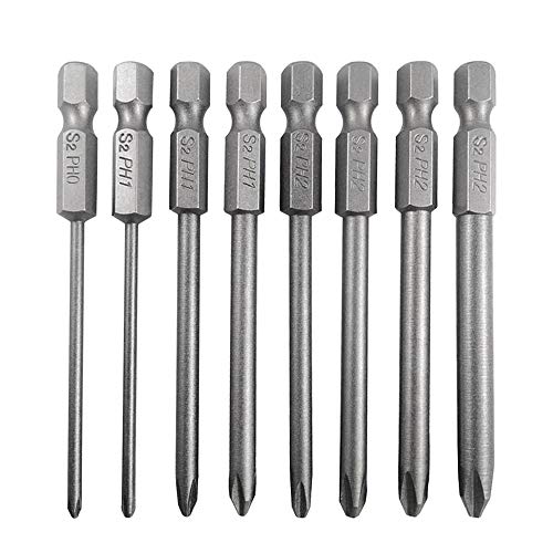 Mesee 8 stücke Schrauber Bit Set, S2 Legierungsstahl Magnetische Lange Hex Kreuzschlitz Schraubendreher Bits Philips Schraubendreher Bits Kits 75MM von Mesee