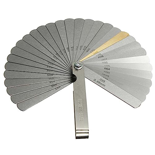 Mesee Feeler Gauge Messwerkzeug, 0,04-0,88mm Fühlerlehre-Set, 32 Klingen Metrisch/Imperial Edelstahl Fühlerlehre, Faltbare Ventillehre Hochpräzise Abstandslehre für Messen von Spaltbreite oder Dicke von Mesee