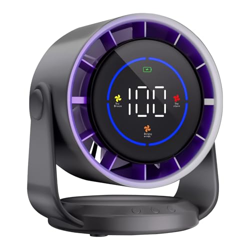 Mesen Leiser Tischventilator, Einstellbare Geschwindigkeit(1-100) Ventilator Leise, Turbo-Mini-Ventilator, Wiederaufladbarer 4000mAh Akku Digitalanzeige für Schlafzimmer, Zuhause, Büro von Mesen