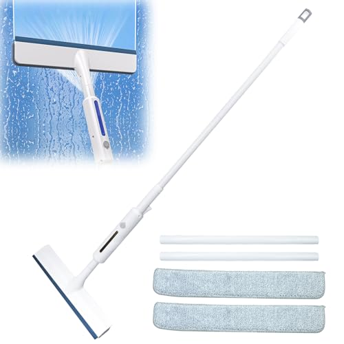Mesen Squeegee for Window Cleaning with Spray, 3 in 1 Doppelseitiges Sprüh-Fensterreinigungsgerät, Fensterputzer Set Professionelles Fensterreinigungsset, Glaswischer für Dusche und Glastür von Mesen