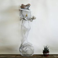 Braut Mit Blumen Großes Metall Dekor Wandbehang Draht Mesh Skulptur Boho Modern Wohnzimmer Art Deco Hochzeit Handmade Geschenk von MeshAndClayArt