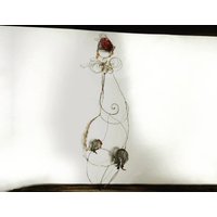 Expecting Mom Geschenk Abstrakt 3D Boho Metall Kupferdraht Gehäkelt Wandbehang Draht Mesh Skulptur Modern Wohnzimmer Art Deco Amder Perlen von MeshAndClayArt