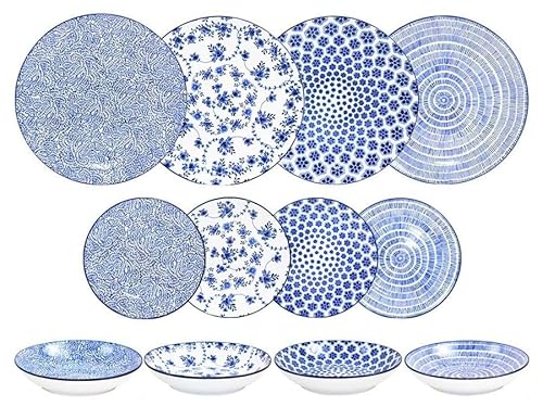 12-teiliges Tafelservice in Harmony Blue, Keramik, inklusive Teller, Schüsseln und Löffel. Entworfen für: den täglichen Gebrauch und besondere Anlässe. von MeshUmi