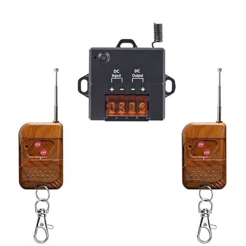 Meskliu 12v funkschalter,Funkschalter mit Fernbedienung,Mini DC12V-48V 10A Funk Relais Wandschalter,Kabelloser Lichtschalter mit 100m Long Range für Garagentor, Motor, Markise von Meskliu