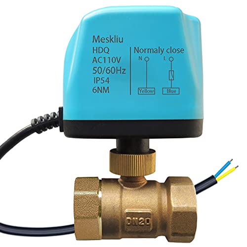 Meskliu AC220V Motorkugelhahn,3/4 zoll DN20 kugelventil elektrisch,2 Drähte motorkugelhahn zonenventil ventil elektrisch,Automatische Rückkehr NC(blue) von Meskliu