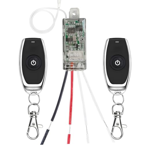 Meskliu Funkschalter 12V,DC3.7-12V Drahtloser Schalter,2A Trockenkontaktrelais,Funk RF-Schalter,mit 50m Long Range,für Lampe,Garagentor, Motor,Diebstahlalarm usw von Meskliu