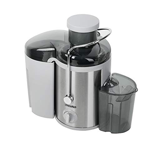 Mesko MS 4126 Entsafter für Obst und Gemüse aus Edelstahl, Saft/Juice Maschine, 65mm breiter Einlass, Saftpresse mit 450ml Saftbehälter, stabile Antirutschuntersetzer, elektrisch, Silber von Mesko