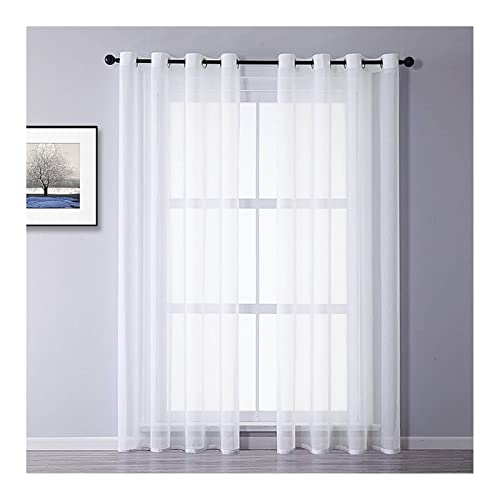Durchsichtiger Vorhang Draußen, Polyester Reine Farbe Netz Voile Scher Vorhang Halbtransparent, Weiß, H183 x B132 cm von Mesnt