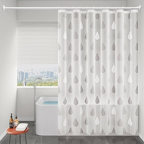 Duschvorhang, 300x200cm Badezimmer-Duschvorhang mit Metallösen aus PEVA mit Wassertropfenmuster, Weiß grau von Mesnt