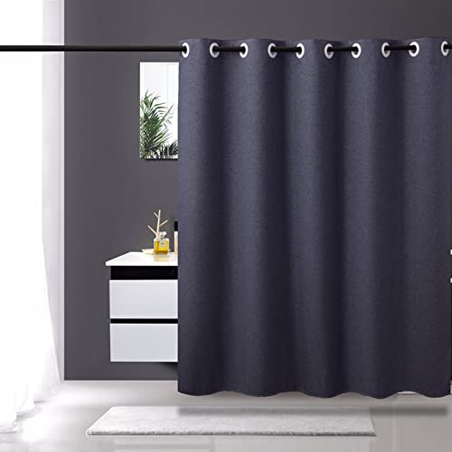Duschvorhang Waschbar Anti Schimmel, Leinen Leinenmuster Badezimmer-Duschvorhang mit Metallösen, Blau, 120x200cm von Mesnt