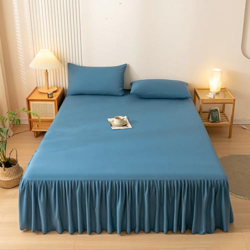 Mesnt Bettvolant für Boxspringbett, 180 x 220cm Chemiefaser Einfarbig Bettrock Bettvolant MatratzenüBerzug, Denim-Blau Mesnt Bettvolant für Boxspringbett, 180 x 220cm Chemiefaser Einfarbig Bettrock Bettvolant MatratzenüBerzug, Denim-Blau von Mesnt