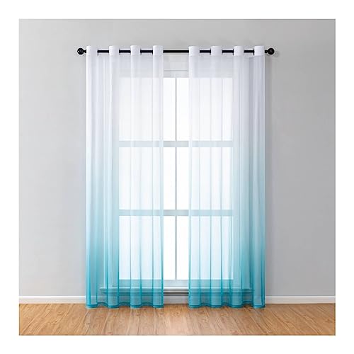 Mesnt Durchsichtige Gardinen, Polyester Gradient Halbtransparent Transparent Vorhang, Blau, H115 x B86 cm von Mesnt