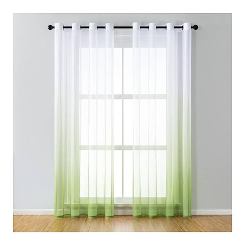 Mesnt Durchsichtige Gardinen, Polyester Halbtransparenter Vorhang mit Farbverlauf, Grün, H115 x B132 cm von Mesnt