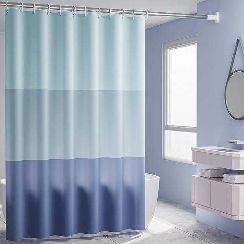 Mesnt Duschvorhang 150x200 Anti Schimmel, Farbverlauf-Patchwork Duschvorhänge für Badezimmer mit C-Ringe aus PEVA, Mehrfarbig von Mesnt