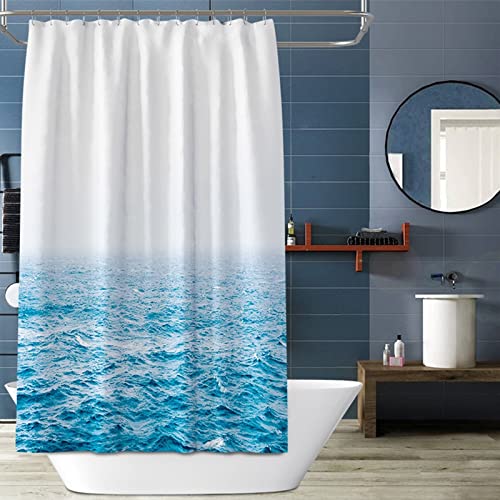 Mesnt Duschvorhang Antischimmel 120x200, Ozeanwellenmuster Anti-Bakteriell Stoff Polyester Badewanne Vorhang, Blau Weiß Mesnt Duschvorhang Antischimmel 120x200, Ozeanwellenmuster Anti-Bakteriell Stoff Polyester Badewanne Vorhang, Blau Weiß von Mesnt