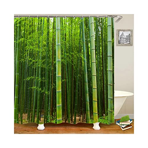 Mesnt Duschvorhang Grün 180x200, Polyester Baummuster Anti-Bakteriell Stoff Polyester Badewanne Vorhang von Mesnt