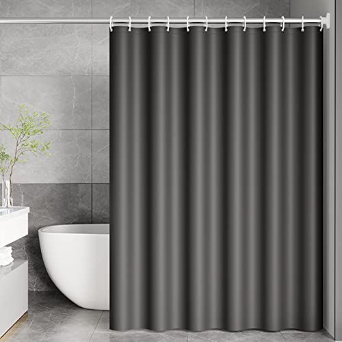 Mesnt Duschvorhang Stoff Waschbar, Polyester Einfarbig Schwarz Polyester Textil Wannenvorhang, Schwarz, 200x200cm von Mesnt