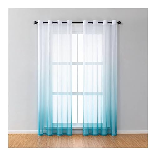 Mesnt Halbtransparente Gardinen Vorhänge, Polyester Halbtransparenter Vorhang mit Farbverlauf, Blau, H183 x B102 cm von Mesnt