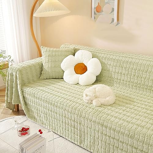 Mesnt Sofa Überzug Schlafsofa, Chenille Couchschutz für Haustiere mit Pflanzen Blumenmuster Kaffee, 180x400CM von Mesnt