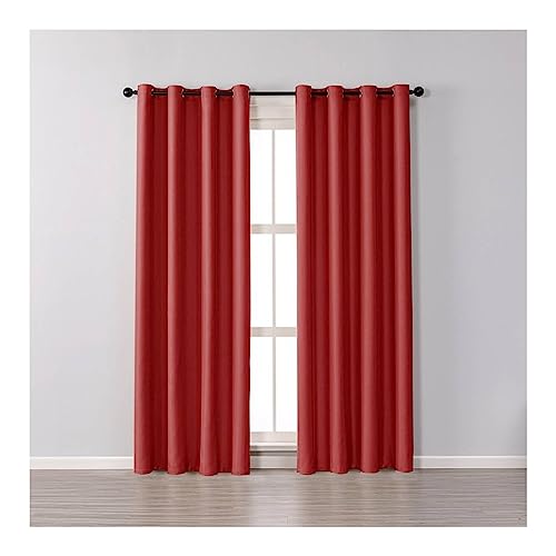 Mesnt Thermovorhang Hitzeschutz, Polyester Einfarbiger, wärmeisolierter, raumverdunkelnder Fenstervorhang, Rot, H115 x B86 cm von Mesnt