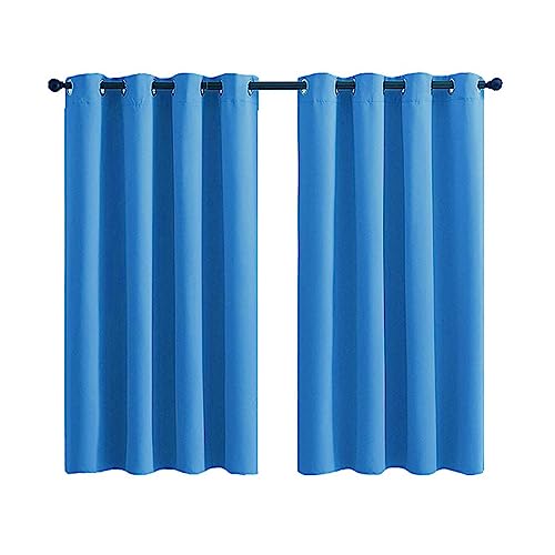 Mesnt Thermovorhang Hitzeschutz, Polyester Lichtblockierende einfarbige Fenstervorhänge Thermisch isoliert, Blau, H114 x B86 cm von Mesnt