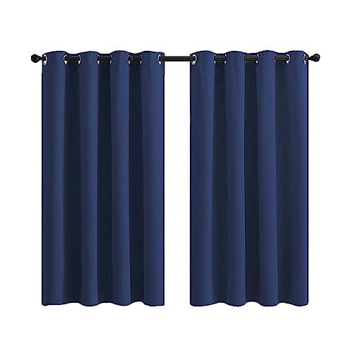 Mesnt Thermovorhang Kälteschutz, Polyester Lichtblockierender, einfarbiger Fenstervorhang, wärmeisoliert, Marineblau, H160 x B107 cm von Mesnt