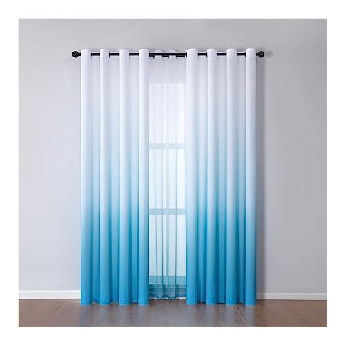 Mesnt Verdunkelungs-Vorhang Gardine mit Ösen, Polyester Gradient Raum Verdunkelung Fenster Vorhang, Blau, H214 x B137 cm von Mesnt