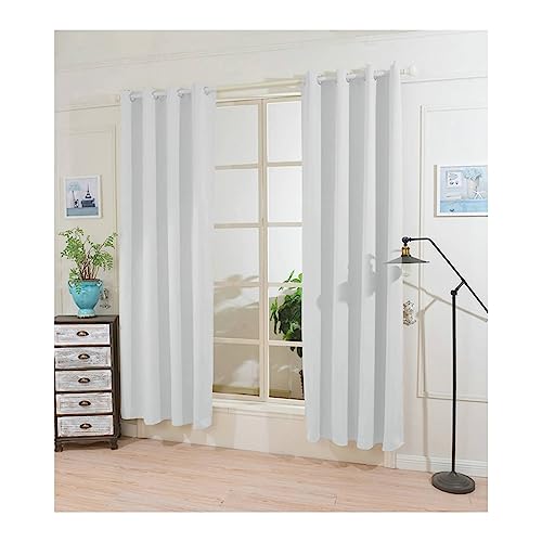 Mesnt Verdunklungsvorhang, Polyester Solide Farbe Fenster Vorhang Licht blockieren Thermisch isoliert, Weiß, H200 x B100 cm von Mesnt