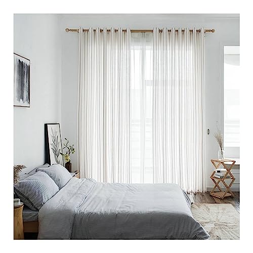 Mesnt Voile Vorhang 160, Polyester Halbtransparenter Netzvorhang mit Streifenmuster, Braun, H160 x B107 cm von Mesnt