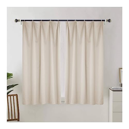 Mesnt Vorhänge Abdunkelnd, Polyester Einfarbiger, raumverdunkelnder Fenstervorhang, wärmeisoliert, Beige, H110 x B100 cm von Mesnt