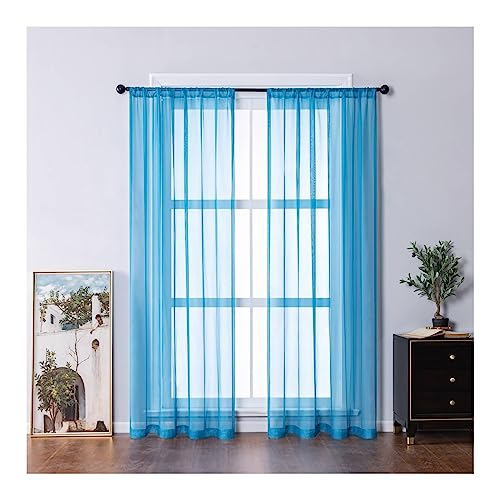 Mesnt Vorhänge Durchsichtig Blau, Polyester Halbtransparenter Voile-Vorhang für Schlafzimmer, Blau, H183 x B132 cm Mesnt Vorhänge Durchsichtig Blau, Polyester Halbtransparenter Voile-Vorhang für Schlafzimmer, Blau, H183 x B132 cm von Mesnt